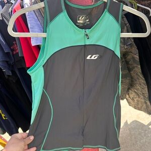 Women's Black and Teal Performance Tank